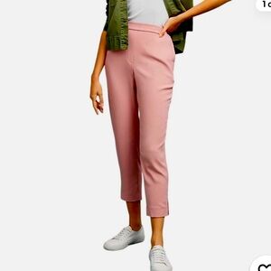 Anthropologie Pink Cropped Straight-Leg Trousers